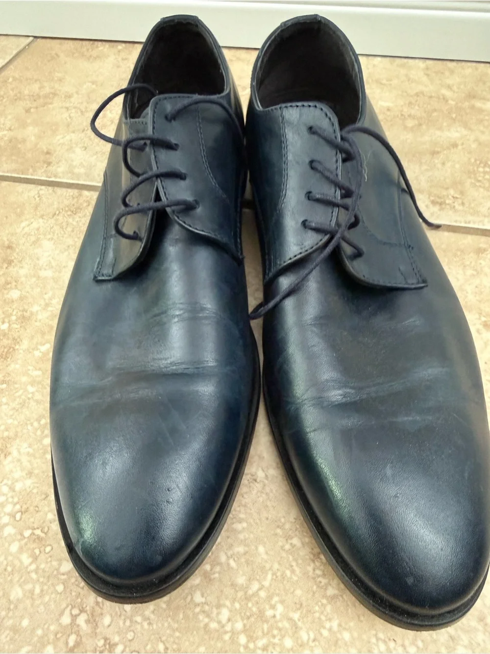 Men's Black Leather Derby Dress Shoes- Italian leather, purchased in Italy.